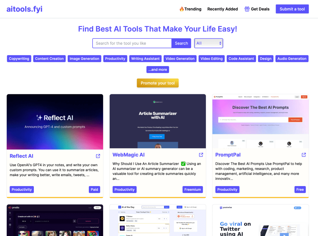 aitools.fyi landing page