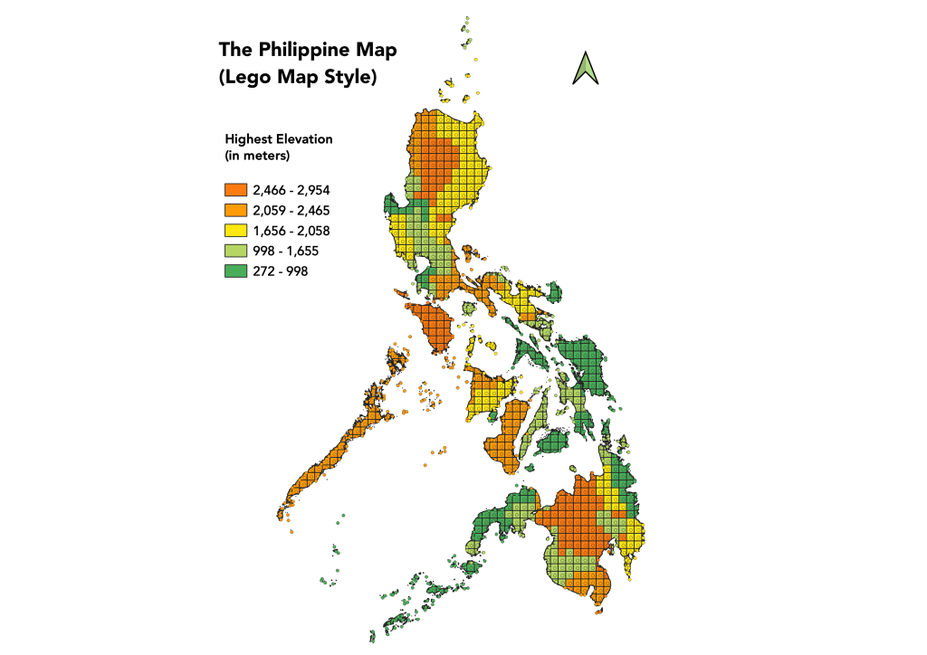the image shows the Philippine map in Lego map style